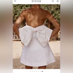*NWOT* DISSH Aisle White Linen Back Bow Dress